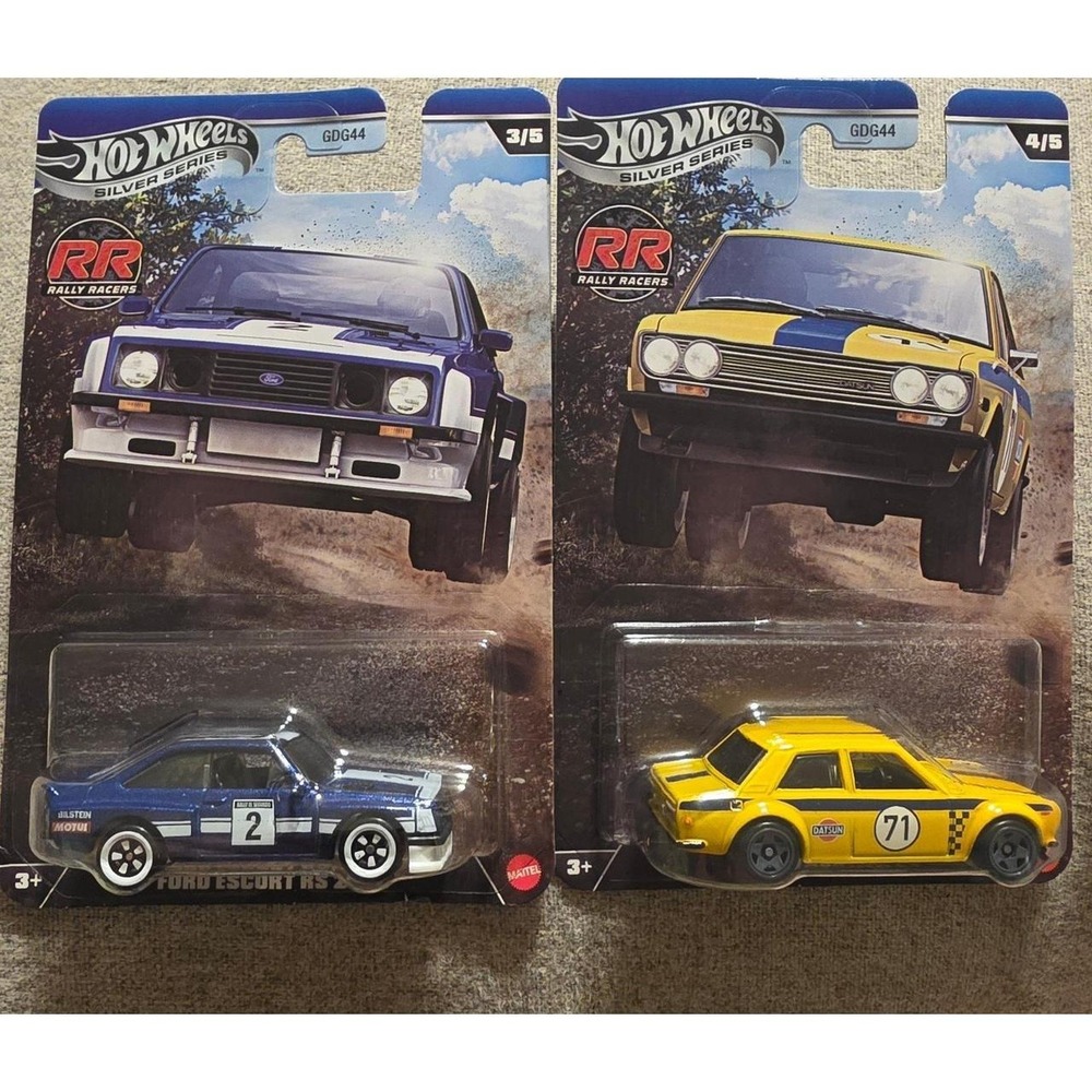 HotWheels silver series RR. 71 Datsun, and Ford escort